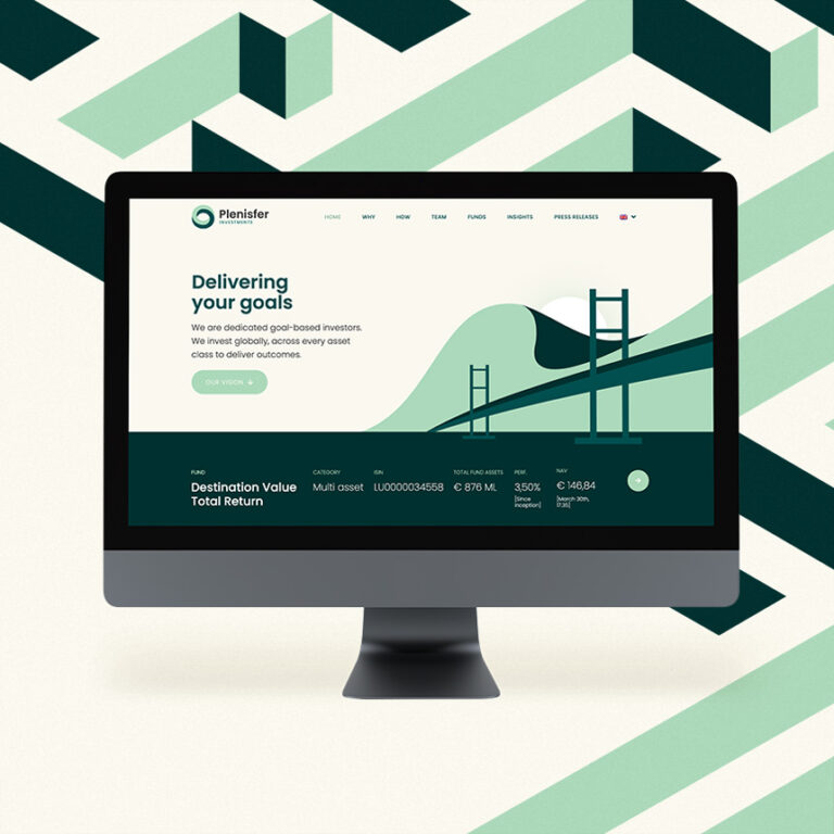 Web design e identità visiva per una piattaforma di investimenti, orientata a chiarezza, performance e obiettivi finanziari.