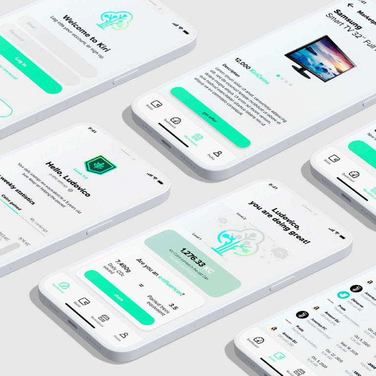 Interfaccia mobile pulita e moderna per un’app fintech, con forte attenzione a usabilità, monitoraggio dei progressi e feedback positivi tramite dashboard data-driven.