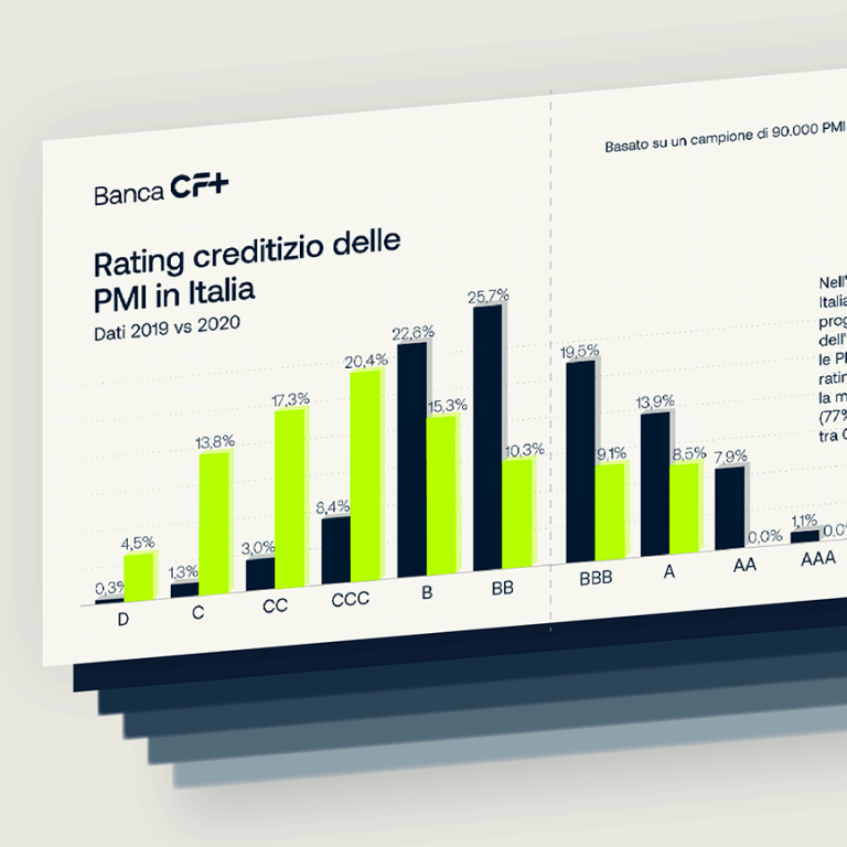 Analisi del rating creditizio delle PMI italiane, basata su dati su larga scala e progettata per visualizzare in modo chiaro rischio finanziario e trend di performance.