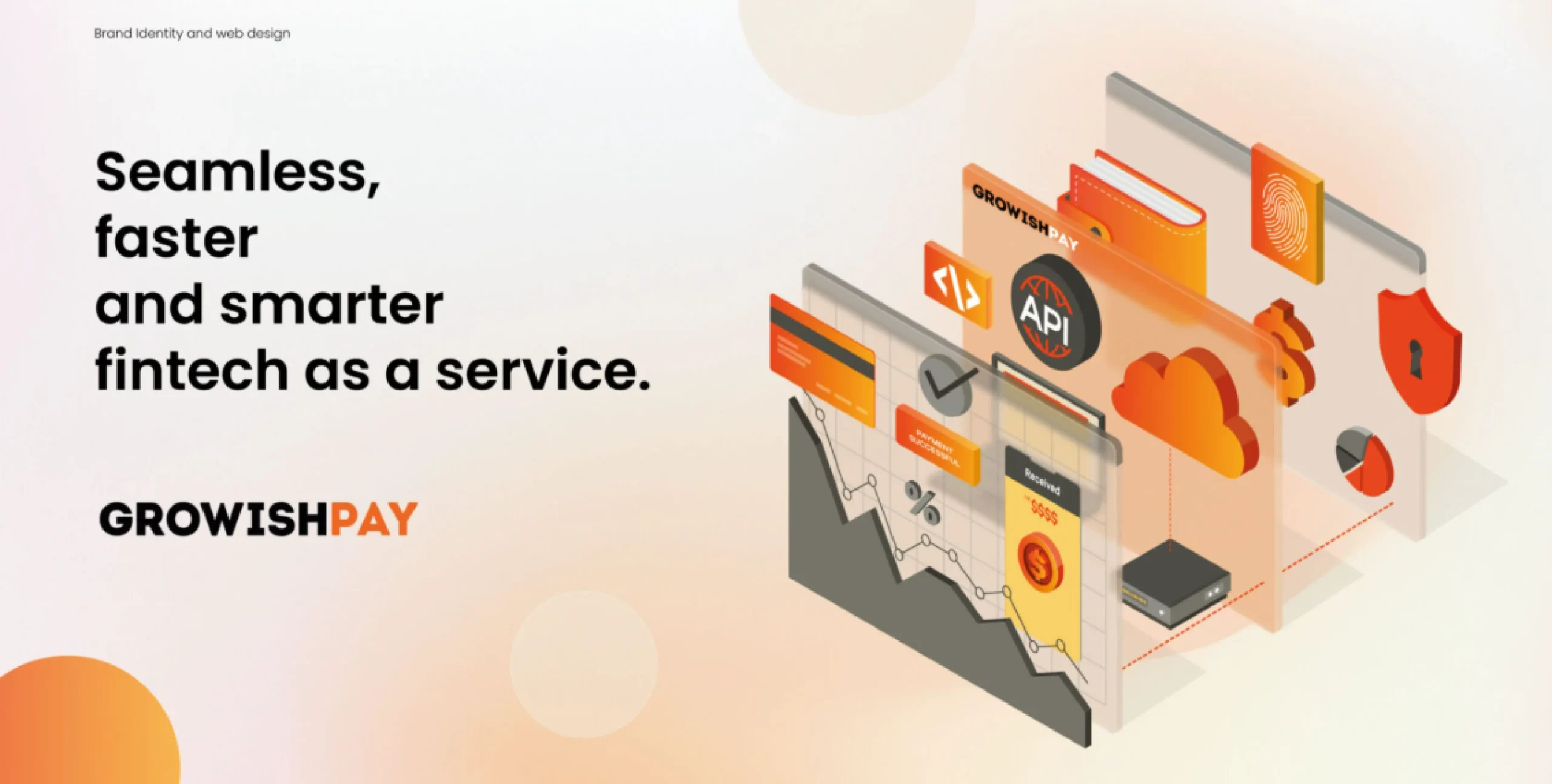 Brand identity fintech per GrowishPay: visual design modulare e comunicazione API-driven