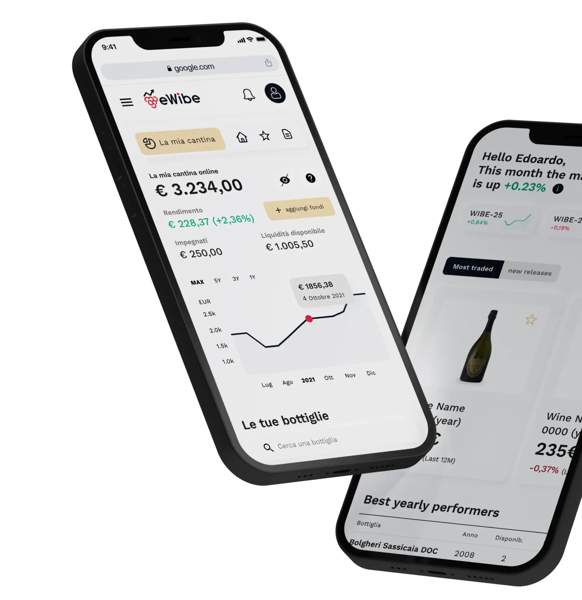 Creative Bulls design marketing finanziario – interfaccia app fintech per portafoglio investimenti e gestione degli asset.