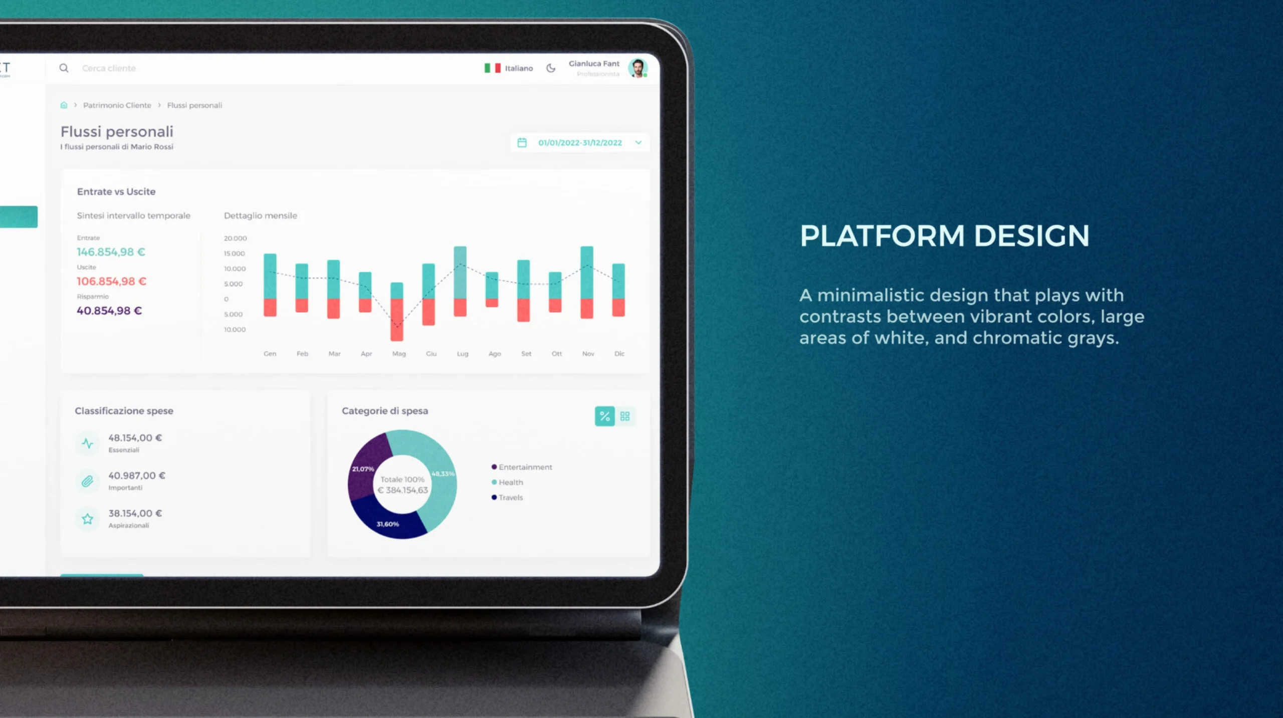 Dashboard finanziaria progettata per Earnext con UX modulare orientata a commercialisti e consulenti – Creative Bulls