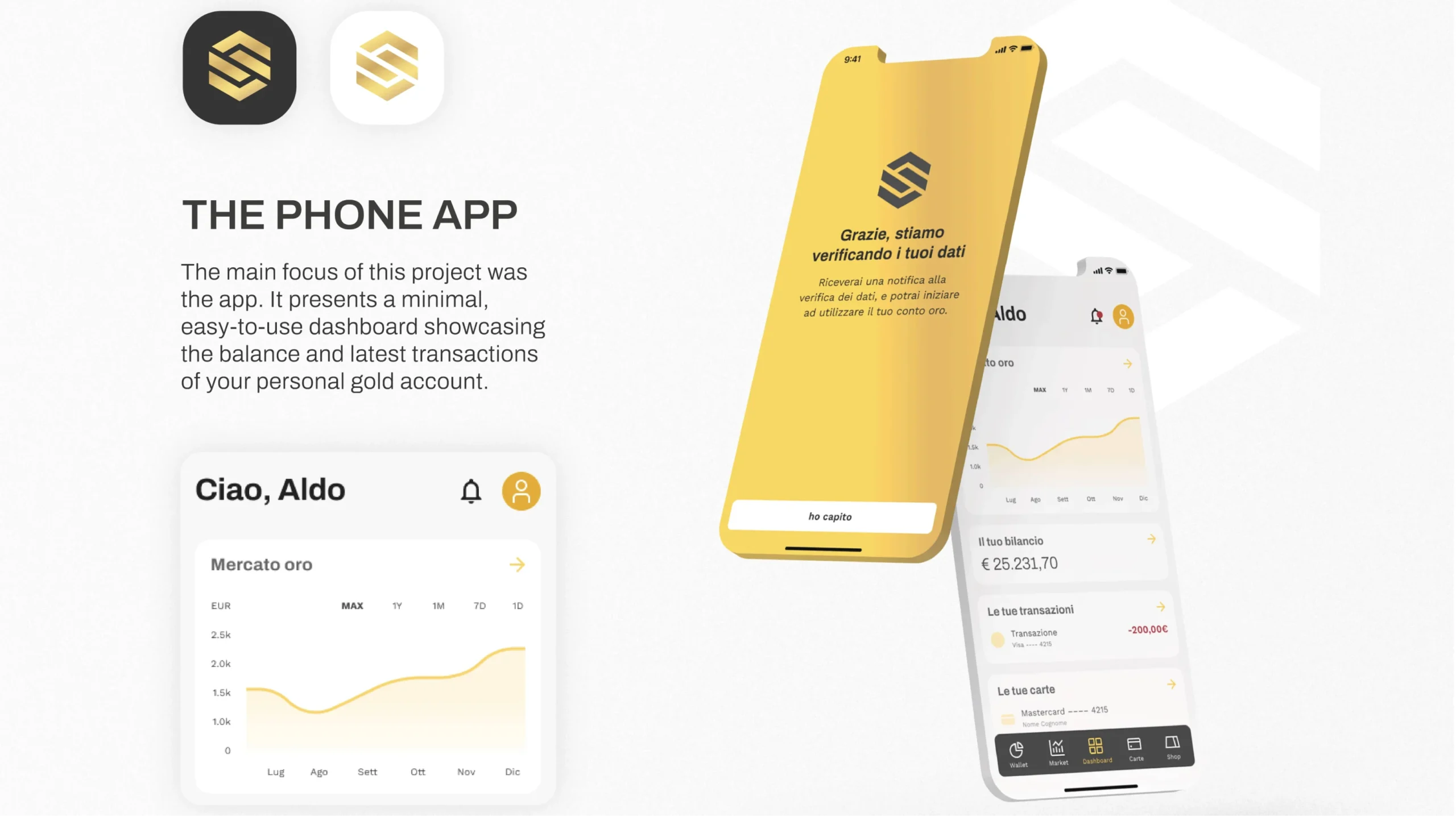 App Solidus per acquistare oro fisico online con interfaccia UX/UI premiata – progetto fintech di Creative Bulls