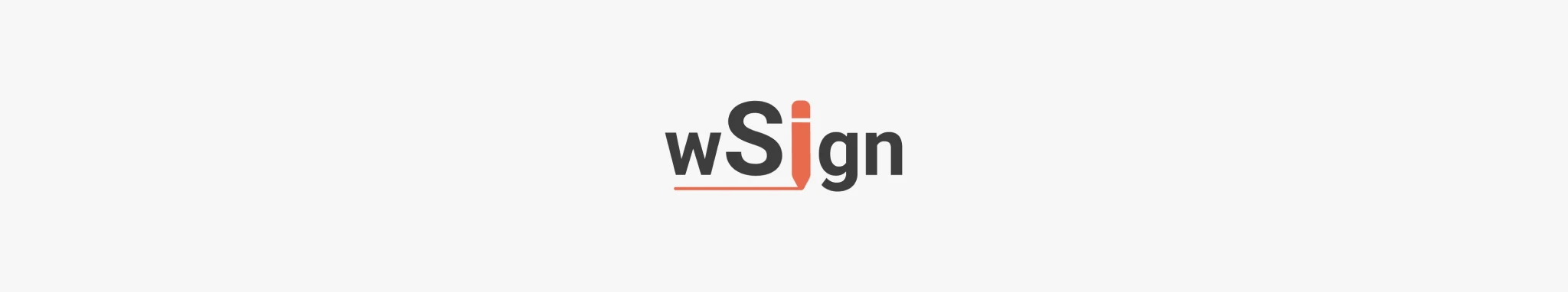 Logo wSign con icona stilizzata arancione a forma di firma.