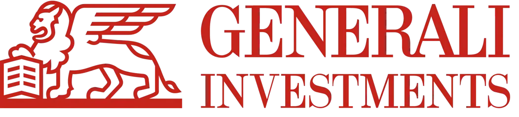 Logo Generali Investments con leone alato rosso e scritta istituzionale.